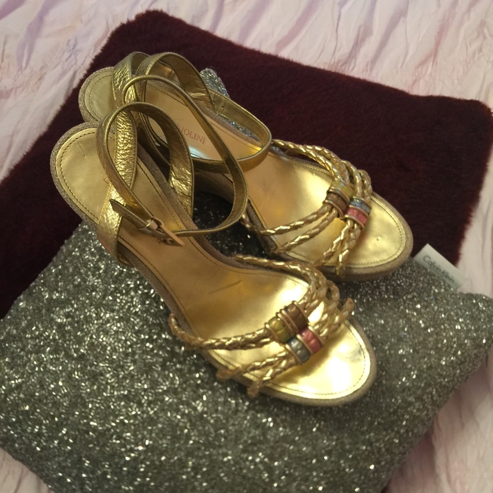 Enzo Anglioni Gold Metallic Wedges